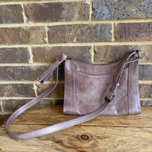 Frye Melissa Leather Top Zip Crossbody Bag Smokey Lavender - Picture 1 of 16